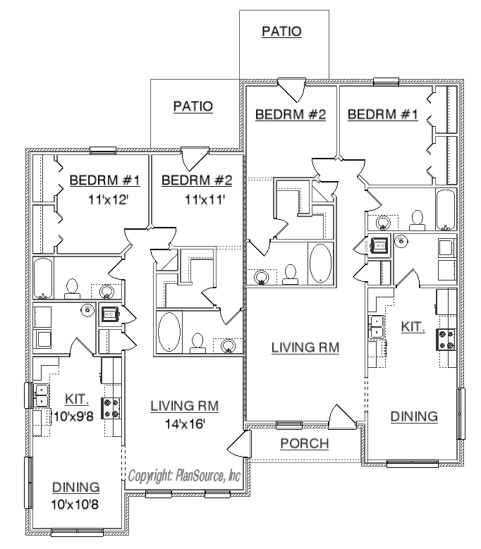 Duplex, J2235d Floor plan